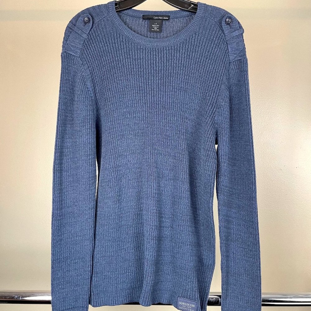 Calvin Klein Mens Long Sleeve Dark Blue (Large)